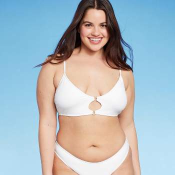 Women's Ring-front Halter Bandeau Bikini Top - Shade & Shore™ White L :  Target
