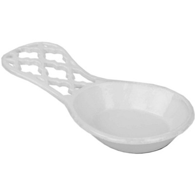 Home Basics Lattice Collection Cast Iron Spoon Rest, White