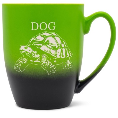 100 North Souls Like 10 Ounce Green and Black Two Toned Ombre, Comfortably Fits Your Hands, Ceramic Tea Coffee Cup Mug, Dog