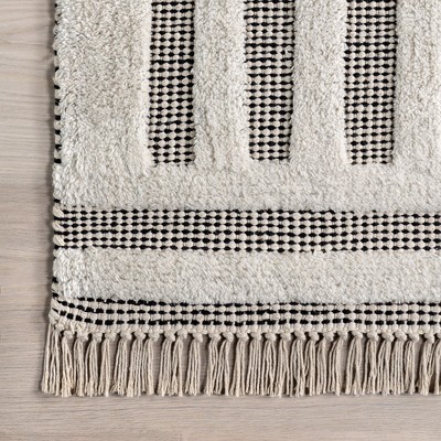 Ivory and Gray Tufted Wool Cotton Rectangular Area Rug