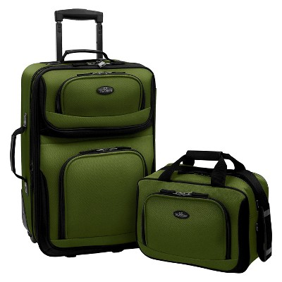 green luggage set