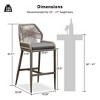 PURPLE LEAF Patio Sunbrella Bar Stools Set of 2 Handwoven Wicker Bar Height Stool Modern Aluminum Outdoor Wicker Barstools with Back and Cushion - 3 of 4