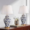 Barnes and Ivy Clarissa 25" High Traditional Table Lamps Set of 2 Blue and White Rose Vine Ceramic Living Room Bedroom Bedside Nightstand House Office - 2 of 4