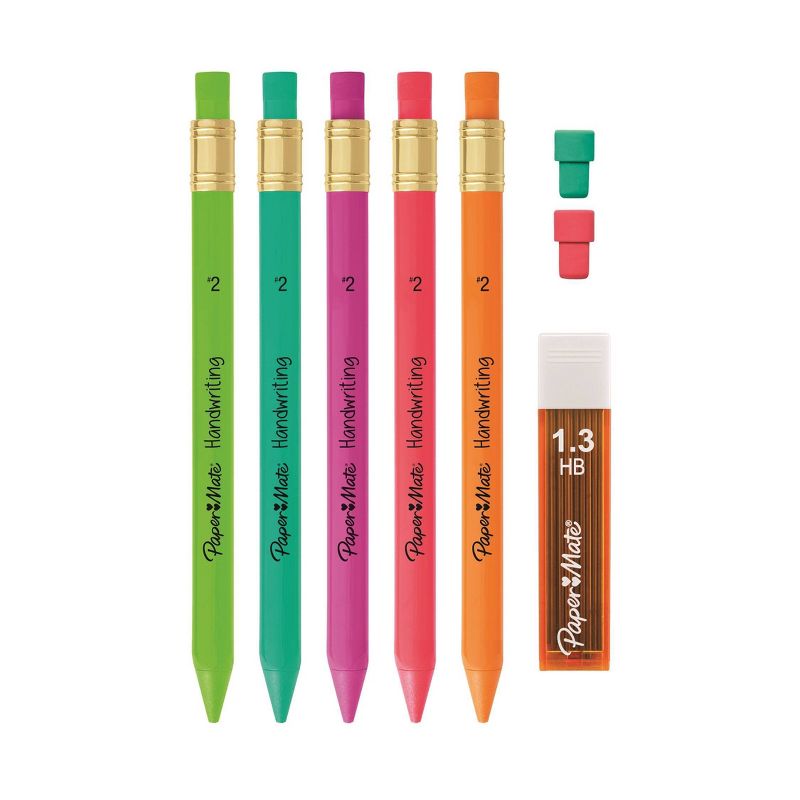 Paper Mate Handwriting 5pk #2 Mechanical Pencils with Eraser and Refill 1.3mm Assorted Colors, 2 of 5