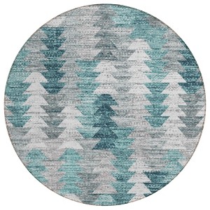 Dark Blue Aqua And Gray Geometric Washable Indoor Outdoor Area Rug - 1 of 4