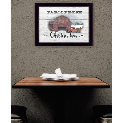YOOCOZZ Christmas Trendy Decoration,  Wall Decor, "Farm Fresh Christmas Trees" by Billy Jacobs, Ready to Hang Framed Print, Black  Frame