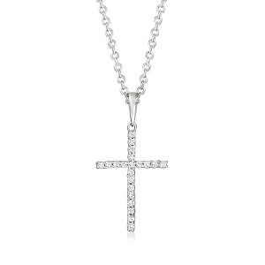 Pure Collection by Ross-Simons Diamond Cross Pendant Necklace in Sterling Silver - 1 of 4