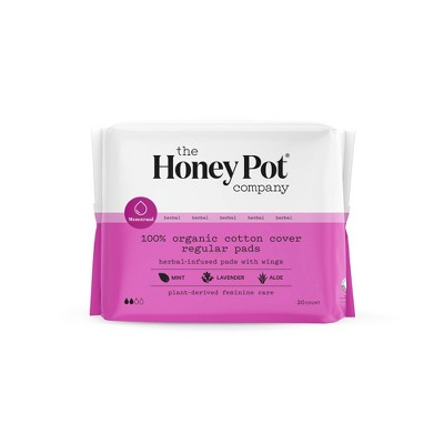  The Honey Pot Company - Herbal Postpartum Pads with Wings -  Full Coverage - Herbal Infused w/Essential Oils for Cooling Effect, Organic  Cotton Cover, & Ultra-Absorbent - Postpartum Essentials - 12ct 