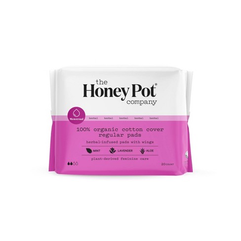 The Honey Pot Company Herbal Regular Pads With Wings, Organic