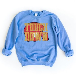 Simply Sage Market Women's Graphic Sweatshirt Touch Down Red Helmet Distressed - 1 of 3