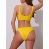 INSPIRE CHIC Women's Lace Up Decoration Push Up Bikini Sets, Wide Strap Top Triangle Bottom Swimwear Bathing Suits 1 Set - 3 of 4