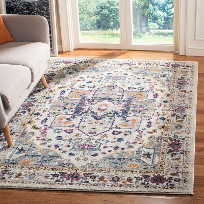 Ivory and Grey Hand-Knotted Reversible Synthetic Area Rug