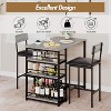 Bar Table Set, Dining Table Set for 2 with 3 Storage Shelves, Tall Kitchen Breakfast Nook with Padded Cushion Stools, Space-Saving - 2 of 4