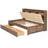 TIRAMISUBEST Twin/Full Size Wood Daybed with Upholstered Storage Shelves, USB Ports and 2 Drawers, Modern Daybed Frame Sofa Bed with Slats Support - 4 of 4