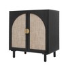 Vatros Rattan Cabinet Storange Cabinet for Living Room, 4 Door, Black - 3 of 4