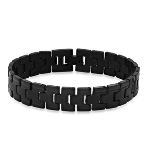 Steeltime Men's black ip stainless steel link bracelet - 1 of 4