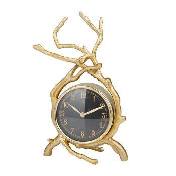 13"x8" Aluminum Clock with Branch Accents Gold - Olivia & May