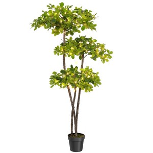 Garvee 5/6FT Faux Black Olive Tree,Fake Olive Tree Artificial Tree with Lights,Faux Trees Indoor with Black Planter and Realistic Leaves for Home - 1 of 4