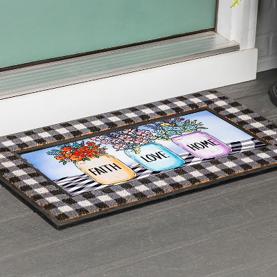Evergreen Faith Love Home Jars Sassafras Indoor Outdoor Switch Doormat 1'10"x10" Multicolored