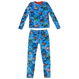 Kids Marvel Avengers Heroes Action Stance All Over 2-Piece Pajama Set - Medium (9-10) - 1 of 2
