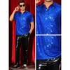 INSPIRE CHIC Men's Short Sleeves Club Party Shiny Sequin Polo Shirts - 4 of 4