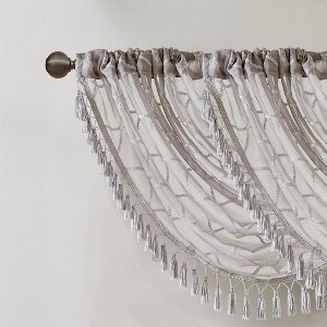 Gracie Mills Cyprian Sheer Allover Diamond Embroidered Waterfall Valance - 1 of 4