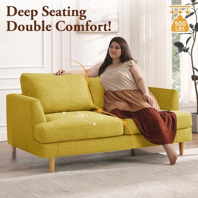 Gericco Loveseat Sofa 56" Mid Century Modern Small Couches for Small Spaces 2-Seat Upholstered Cushion Sofa Couches for Bedroom Apartment