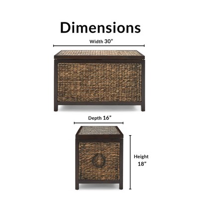 Wilson Rustic Brown Wicker Storage Trunk with Acacia Frame