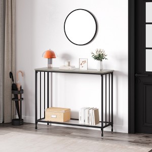 Console Table, Narrow Sofa Table, 31.8" Entryway Table w/Glass Shelf and Metal Frame Sofa Table for Living Room, Hallway, Easy to Assemble - 1 of 4
