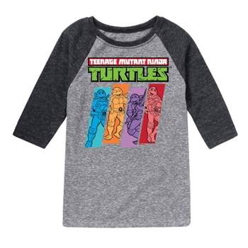 Boys' Teenage Mutant Ninja Turtles Striped Raglan Graphic T-Shirt - Heather Gray/Black