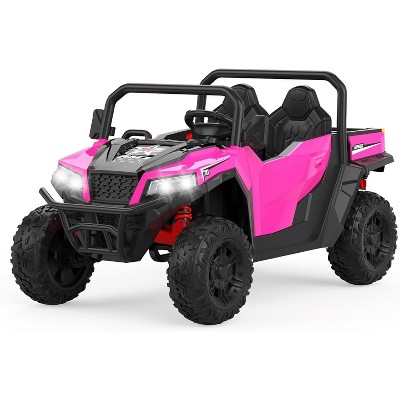 Ride On Dump Truck, 24V Ride On Car with Remote Control, Electric Dump Bed and Extra Shovel, Ride On Tractors Car with Music Player, Pink