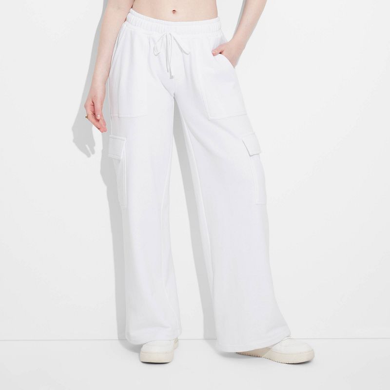 Women's High-Rise Wide Leg Baggy Cargo Sweatpants - Wild Fable™, 3 of 9