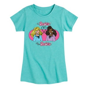 Girls' - Barbie - Phone Call Fitted Short Sleeve Graphic T-Shirt - 1 of 3