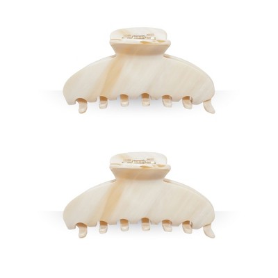 LA Glam Co. Hollywood 3" Claw Clips - All Hair - 2-Pack - Beige Marble