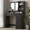 Resenkos Vanity Desk with Mirror & Light, 3 Lighting Modes & Large 3-Tier Drawer Storage Dresser, Black - 2 of 4