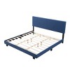 DOMETOUR King Size Platform Bed Frame with Upholstered Headboard and wood slats support Navy Blue - 4 of 4