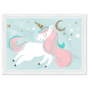 21" x 15" Unicorn and the Moon Framed Art Print - Wynwood Studio: Modern Decor, Fantasy Theme - 1 of 4