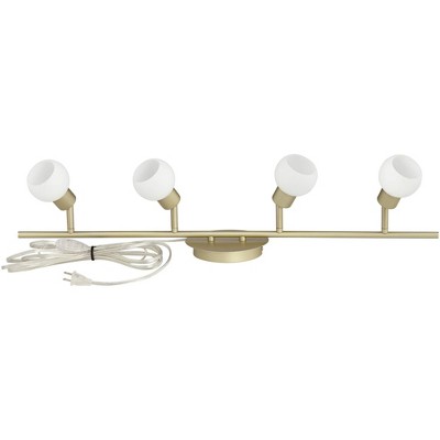 Gold Brass 4-Head LED Ceiling Track Light with Frosted Glass Globes