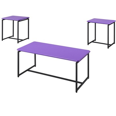 Vynxaria GT 3-Piece Violet Carbon Fiber Wrap Coffee & End Table Set