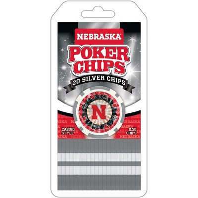 MasterPieces Casino Style 20 Piece 11.5 Gram Poker Chip Set NCAA Nebraska Cornhuskers Silver Edition