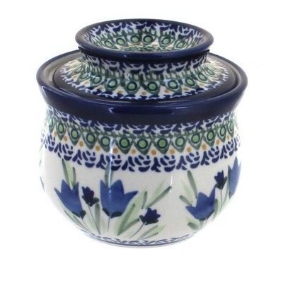 Blue Rose Polish Pottery Blue Tulip French Butter Dish