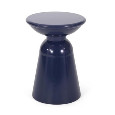 Large Metal Side Table - Navy Blue Finish for Living Room/Patio