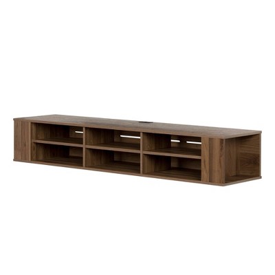 City Life Wide Wall Mounted Console TV Stand for TVs up to 70" Natural Walnut - South Shore