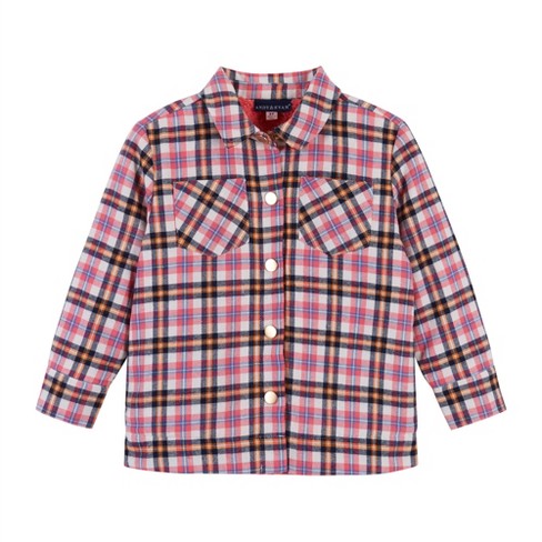 Andy & Evan Kids Girls Pink Plaid Shacket, Size 6-6x : Target