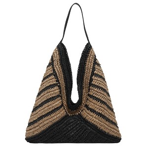 Alilang Woven Crochet Hobo Bag with Striped Pattern Slouchy