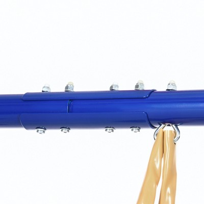 Outsunny Blue 5-in-1 Metal Swing Set with Slide and Seesaw