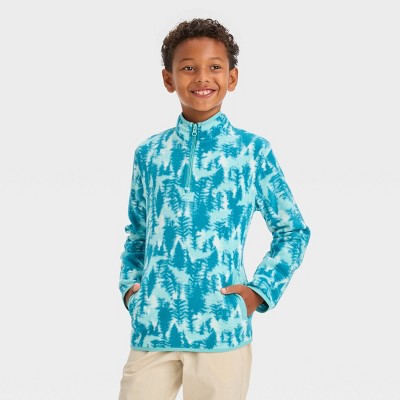 Boys' Fleece Mock Neck Zip-Up Sweatshirt - Cat & Jack™ Turquoise Blue XS