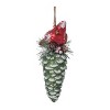 Transpac Glass 8 in. Green Christmas Cardinal Pinecone Ornament - 2 of 4