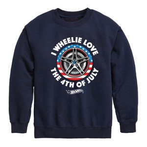 Boys' - Hot Wheels - I Wheelie Love 4th of July Graphic Long Sleeve Fleece Sweatshirt - 1 of 4
