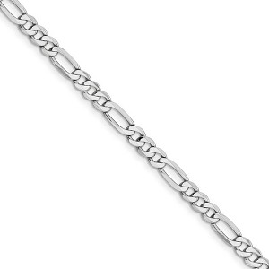 Black Bow Jewelry 4.5mm, 14k White Gold, Flat Figaro Chain Necklace - 1 of 4
